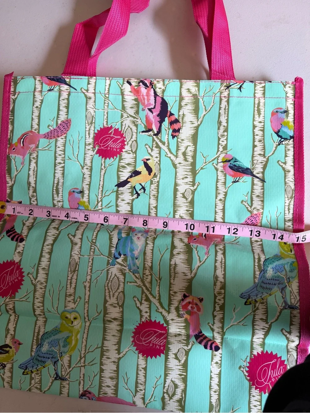 Tula Pink Full Moon Forest II Mint Owl Tote Bag